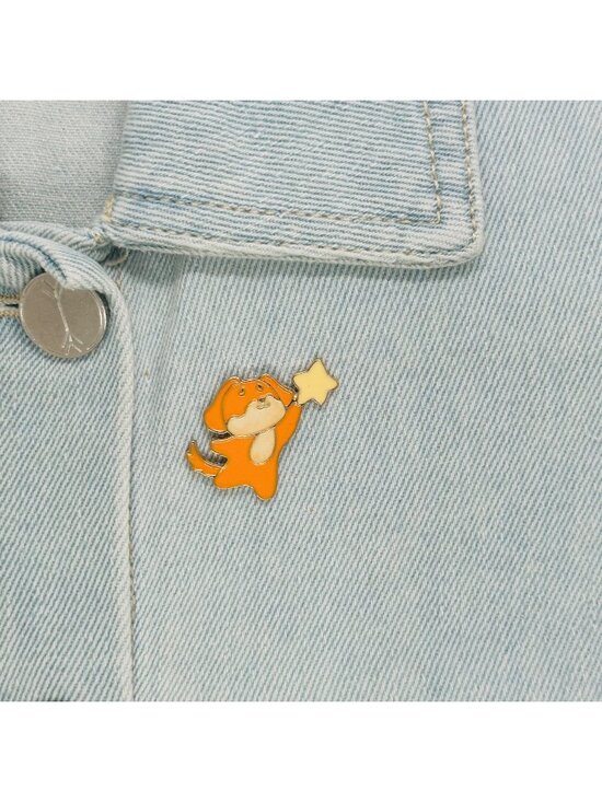 Other - ☀️Enamel Pin Dog reaching star jewerly broch Cartoon Animal Orange Oz New Studen